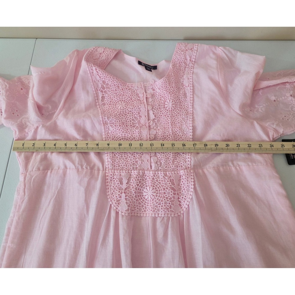 NWT Roaman's Pink Cotton Eyelet Lace Dress Womens 22W Boho Embroidered Cottageco - Picture 8 of 13